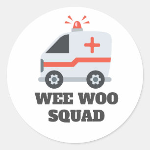 Sticker Rond Wee Woo Squad, Ambulance EMS 911