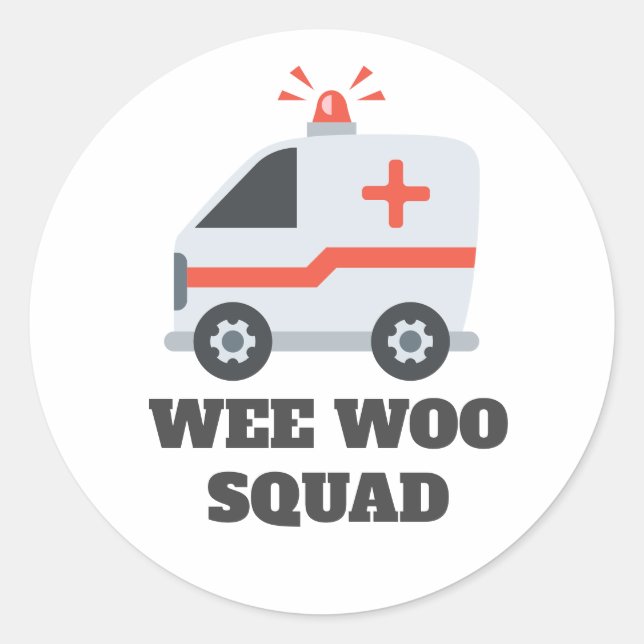 Sticker Rond Wee Woo Squad, Ambulance EMS 911 (Devant)