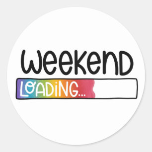Sticker Rond Week-end Chargement Rainbow Bar Moderne Blanc