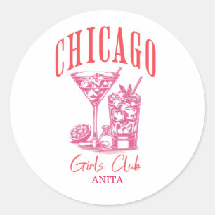 Sticker Rond week-end de bachelorte rose chicago