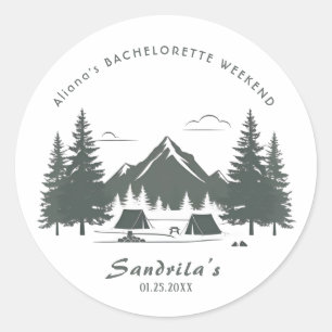 Sticker Rond Week-end de camping simple pour enterrement de vie