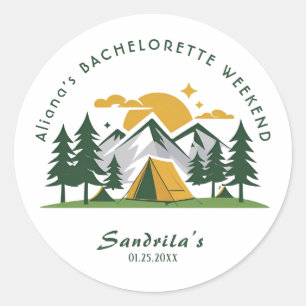Sticker Rond Week-end de camping simple pour enterrement de vie