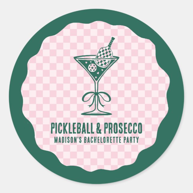 Sticker Rond Week-end de célibataire Pickleball moderne et Pros (Devant)