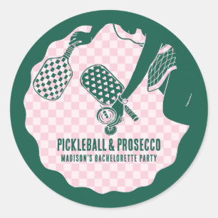 Sticker Rond Week-end de célibataire Pickleball moderne et Pros
