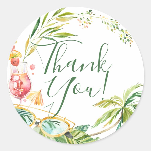 Sticker Rond Week-end de fête de jeune fille tropicale sur la p (Devant)