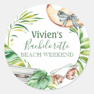 Sticker Rond Week-end de fête de plage de Bachelorette Tropical
