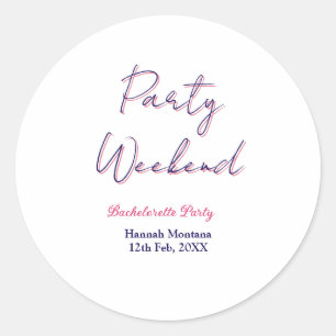 Sticker Rond week-end de fête enterrement de vie de jeune fille