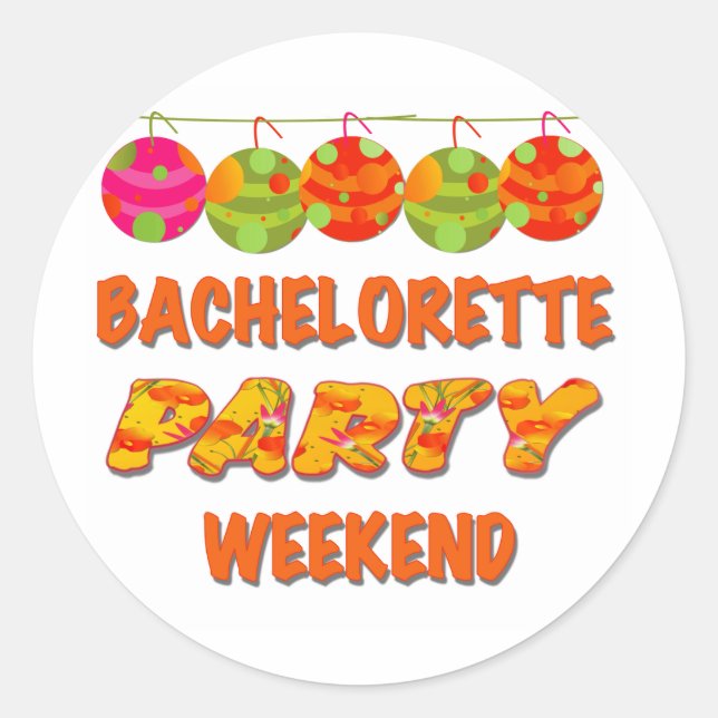 Sticker Rond Week-end de la soirée de bachelorette tropicale (Devant)