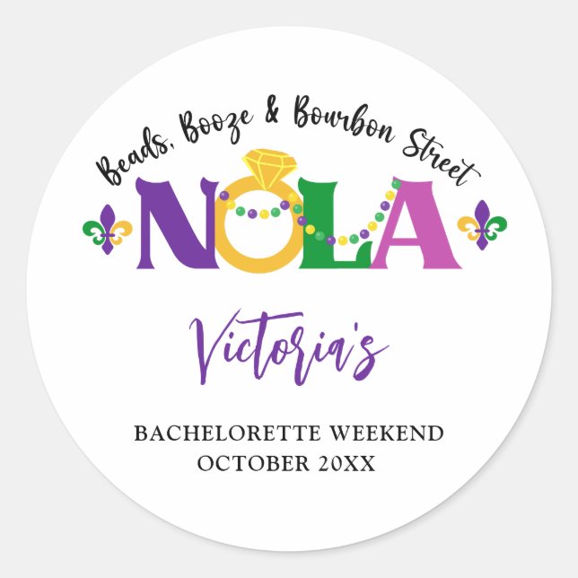 STICKER ROND WEEK-END DE NOLA BACHELORETTE (Devant)