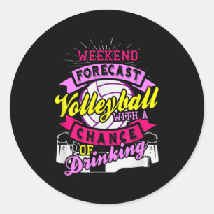 Sticker Rond Week-end de prévision Volley-ball avec la chance d