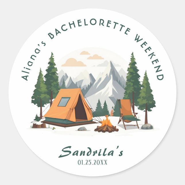 Sticker Rond Week-end d'enterrement de vie de jeune fille campi (Devant)