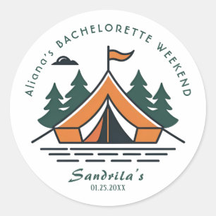 Sticker Rond Week-end entre filles en camping simple avant le m