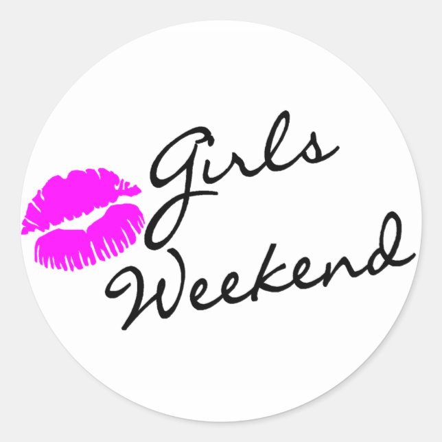 Sticker Rond Week-end Filles (Baiser Blk) (Devant)