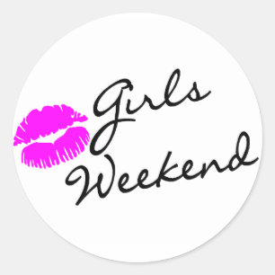 Sticker Rond Week-end Filles (Baiser Blk)