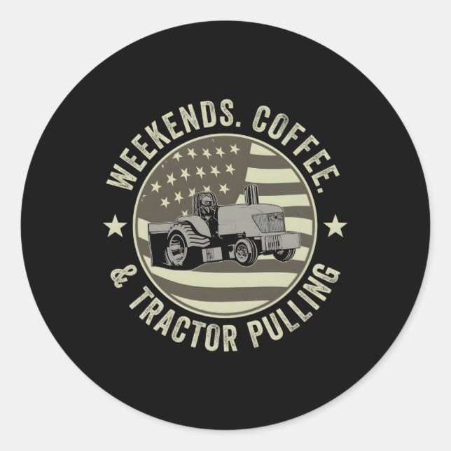 Sticker Rond Week-ends Puller Tracteur Tracteur Tracteur Et Caf (Devant)