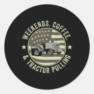 Sticker Rond Week-ends Puller Tracteur Tracteur Tracteur Et Caf