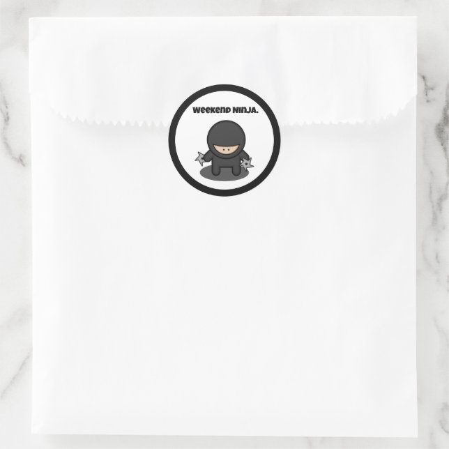 Sticker Rond Weekend Ninja Drôle mignon Japon Dessin (Sac)