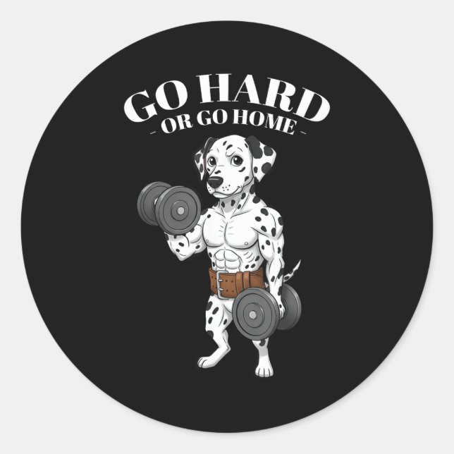 Sticker Rond Weightlifting Quotes, Go Hard, Train Hard Bodybuil (Devant)