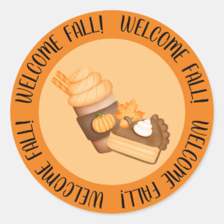Sticker Rond Welcome Fall Pumpkin pie