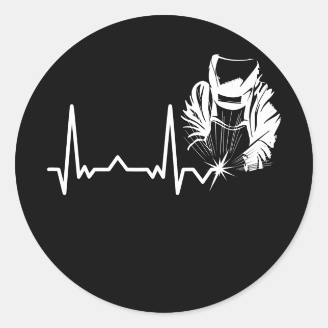 Sticker Rond Welder Welder Metalworker Heartbeat (Devant)