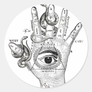 Sticker Rond Wellcoda Illuminati Compass serpent main