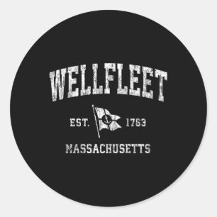 Sticker Rond Wellfleet Ma Nautical Bateau Ancre Drapeau Sports