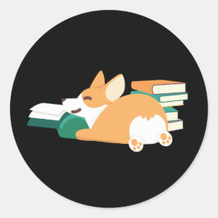 Sticker Rond Welsh Corgi Lire Un Livre Propriétaire De Animaux 
