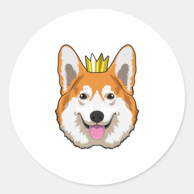 Sticker Rond Welsh corgi with Crown (Devant)
