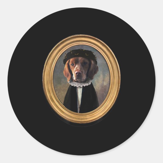 Sticker Rond Welsh Springer Spaniel Renaissance Peinture Chien (Devant)