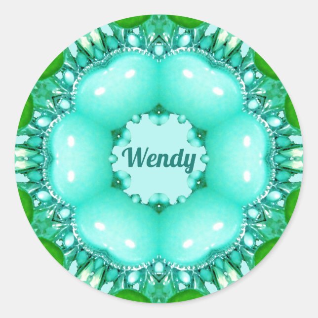 Sticker Rond WENDY ~ Bright Abstrait Fractal Motif ~ Classic (Devant)