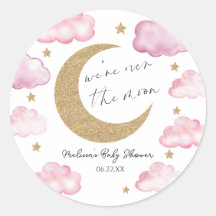 We're Over The Moon Pink Celestial Baby Shower
