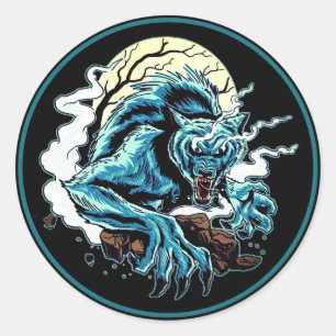 Sticker Rond Werewolf Moon