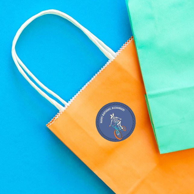 Sticker Rond Werewolf Skeleton on a BMX Bike Personalized (Créateur téléchargé)