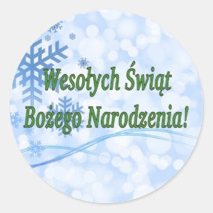 Sticker Rond Wesołych Świąt ...! Joyeux Noël en Pologne
