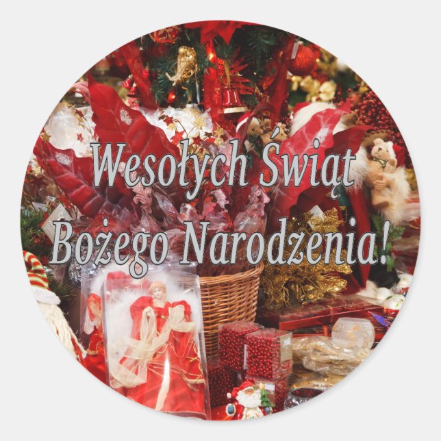 Sticker Rond Wesołych Świąt ... ! Joyeux Noël en polonais wf (Devant)