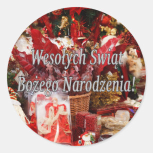 Sticker Rond Wesołych Świąt ... ! Joyeux Noël en polonais wf