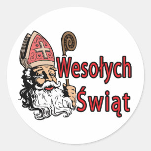 Sticker Rond Wesolych Swiat St. Nicholas