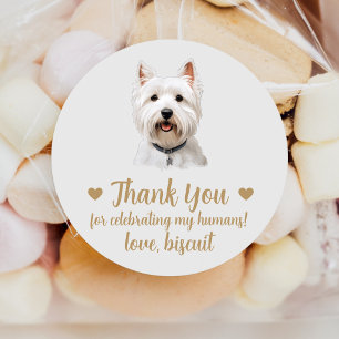 Sticker Rond West Highland Terrier Chien Mariage Favoriser Stic