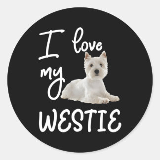 Sticker Rond West Highland Terrier J'adore mon Westie
