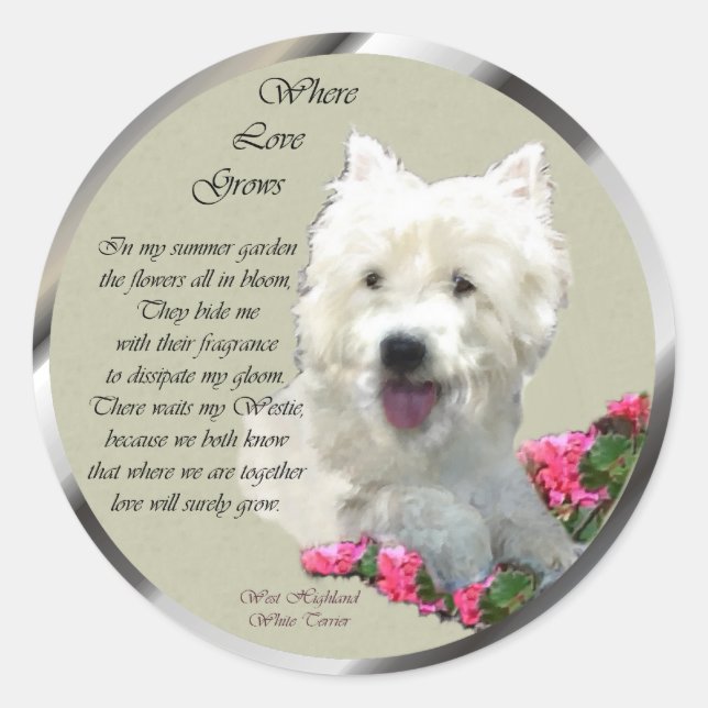 Sticker Rond West Highland White Terrier Cadeaux (Devant)