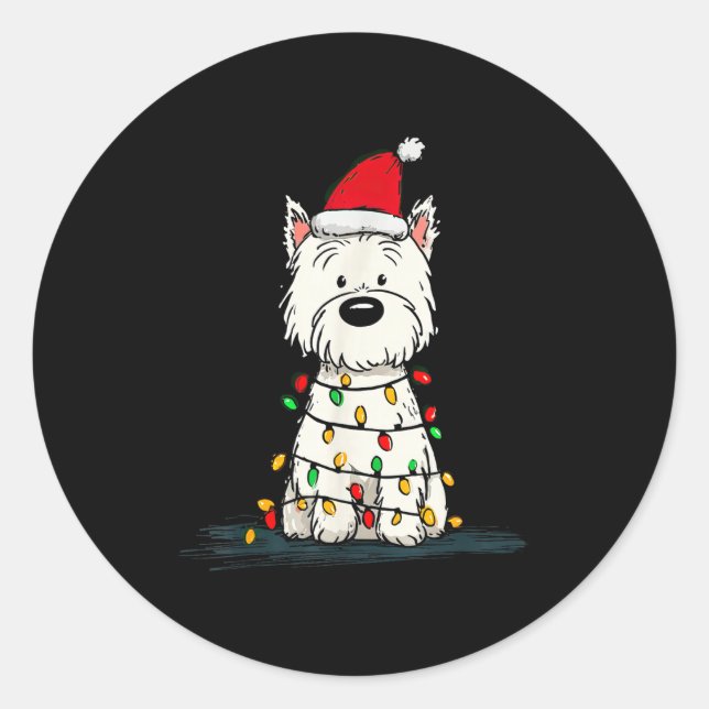 Sticker Rond West Highland White Terrier Christmas Graphics Dog (Devant)
