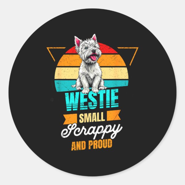 Sticker Rond West Highland White Terrier Lover Funny Westie Dog (Devant)