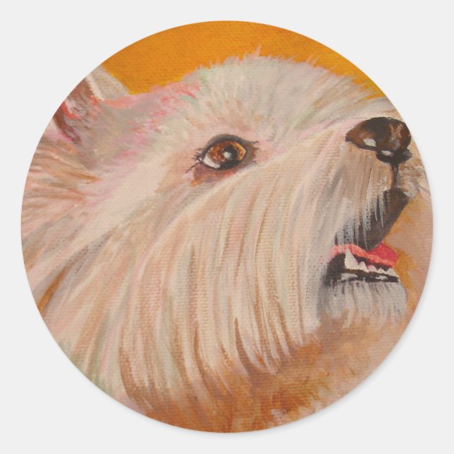 Sticker Rond West Highland White Terrier Portrait (Devant)