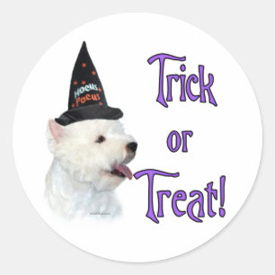 Sticker Rond West Highland White Terrier Trick