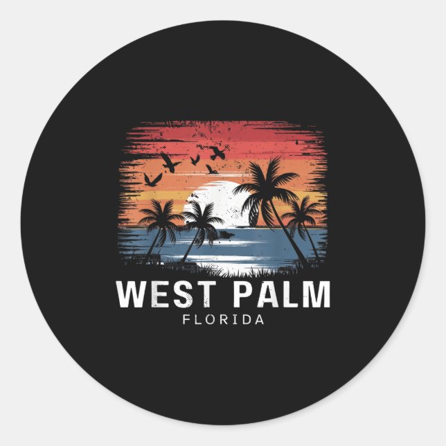 Sticker Rond West Palm Beach Florida Surfeur (Devant)