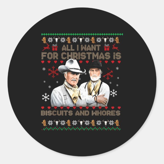Sticker Rond Western Biscuits And S Christmas Quote  (Devant)