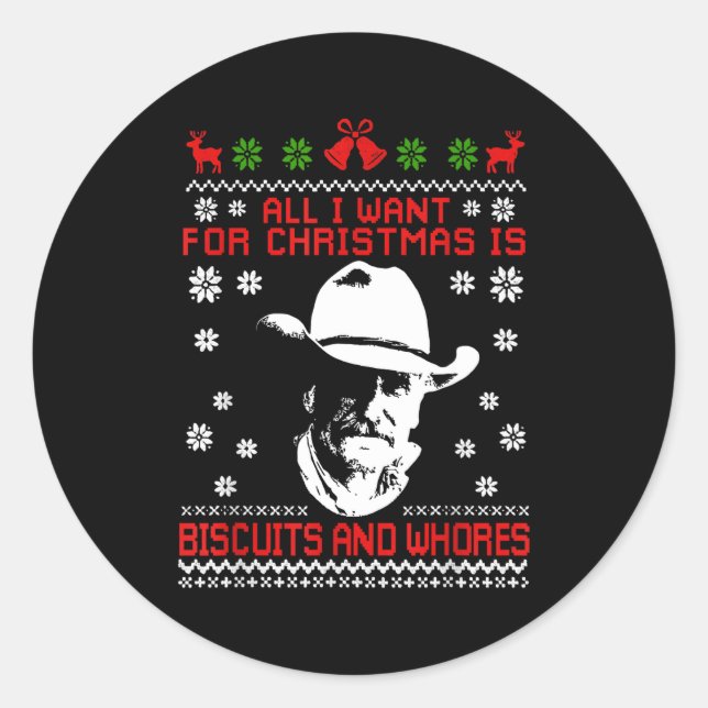 Sticker Rond Western Biscuits And S Christmas Quote  (Devant)