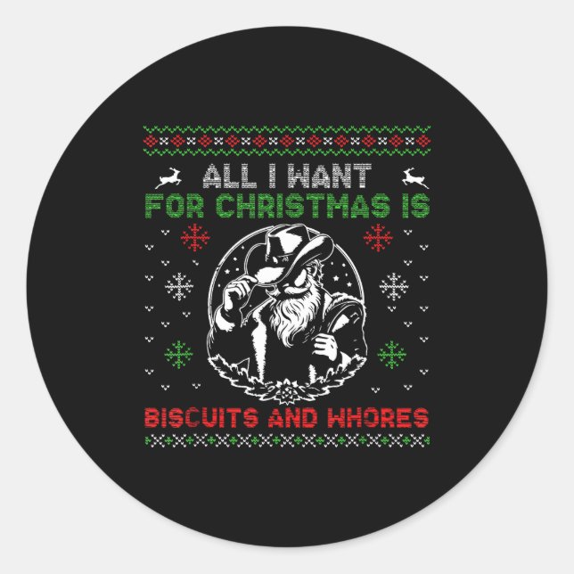 Sticker Rond Western Biscuits And S Christmas Quote  (Devant)