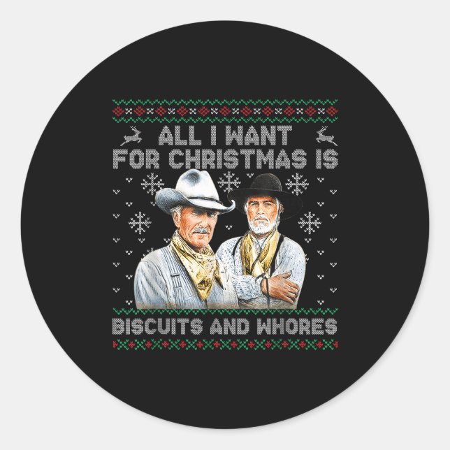 Sticker Rond Western Biscuits And S Christmas Quote  (Devant)