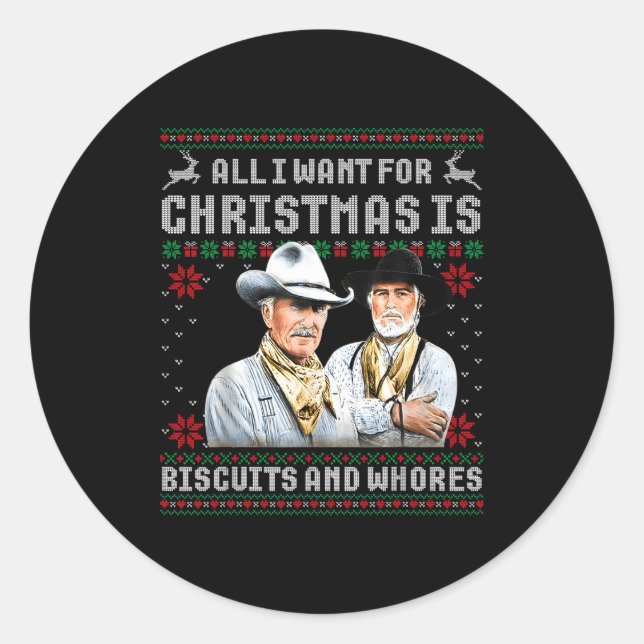 Sticker Rond Western Biscuits And S Christmas Quote Retro  (Devant)